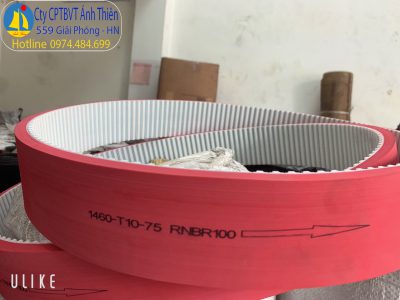 Dây curoa răng mã T10 – chất liệu PU lõi thép đắp cao su đỏ dày 10mm