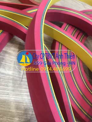 Dây đai dẹt xanh vàng đắp cao su đỏ 10mm