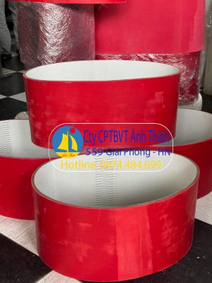 Băng tải PVC xanh trơn dày 5mm dán cao su đỏ dày 4mm